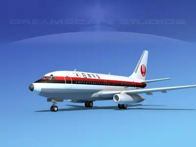 Boeing 737-100 Japan Airlines 3D model