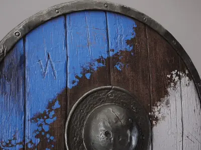 Wooden shield Low-poly 3D model