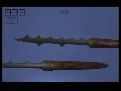 PACK of Primitive tribal weapons and tools Low-poly 3D model