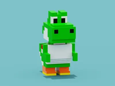 Voxel Dinosaur  Yoshi Low-poly 3D model