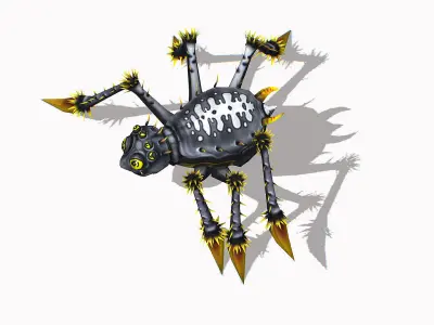 Gray Spider Insect  Animated Funny Cartoon Low-poly 3D model