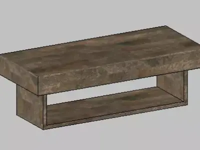 Rustic Solid Wood Coffee Table  Revit Family  3D model