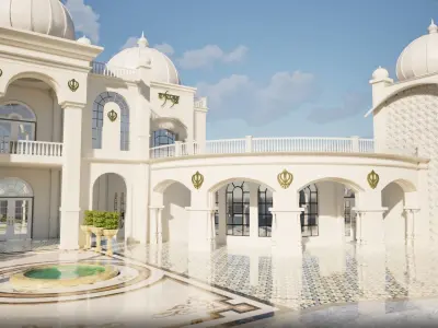Serenity of the Sikh Gurudwara Low-poly 3D model