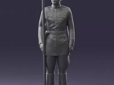 000110 Smiling Soviet Heroic Soldier in Parade Stance 0116 3D model