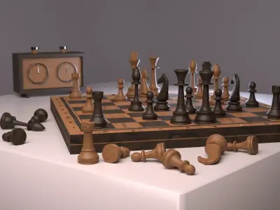 Wood chess Free low-poly 3D model