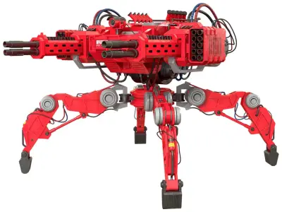 Walking Turret Concept-1-Red 3D model