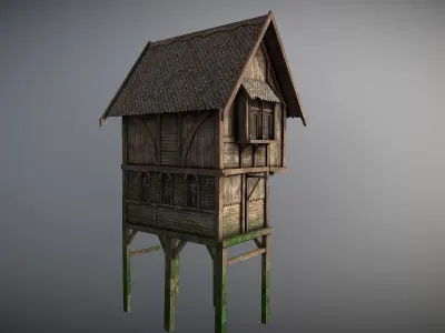 Medieval lake village - House 11 Low-poly 3D model