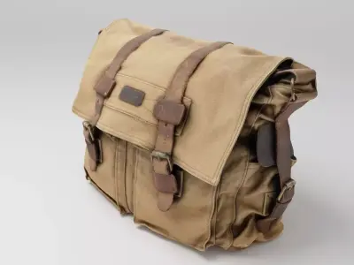 urban military style canvas leather shoulder bag 3D model