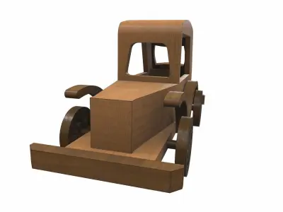 Wooden car toy retro 5 Free 3D model