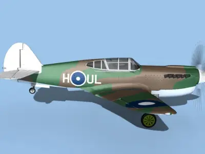 Curtiss P-40F Tomahawk V09 RAAF 3D model