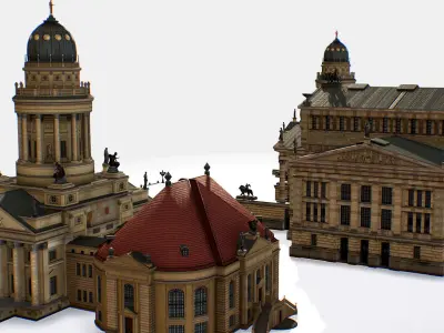 Gendarmenmarkt German French Church Konzerthaus Low-poly 3D model