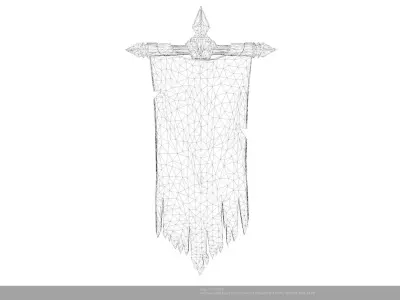 Stylized War Flag 3D Model - AI Low-poly 3D model