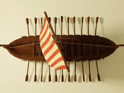 Viking Ship Low-poly 3D model
