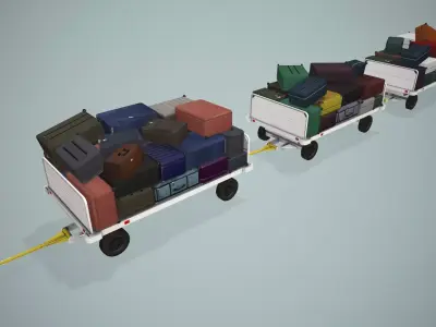 Airport Baggage Carts Loaded --441-- Low-poly 3D model