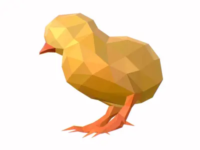 Animated Chicken Lowpoly Art Style Low-poly 3D model
