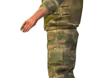 LowPoly Man Old USSR Soldier Low-poly 3D model