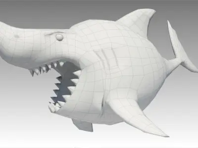 Shark Toon Animated Low-poly 3D model