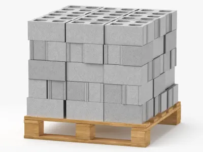 Cargo Cinder Blocks Unsecured and Secured 3D model
