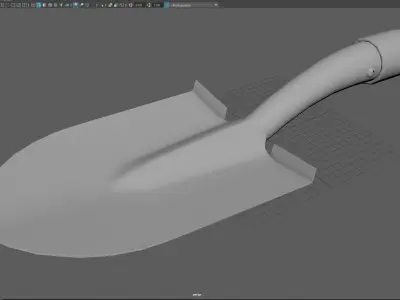 Low Poly Tactical Shovel Game Ready Survival Tool 3D Model Free low-poly 3D model