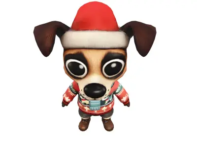 Buddy the Festive Pup Low-poly 3D model
