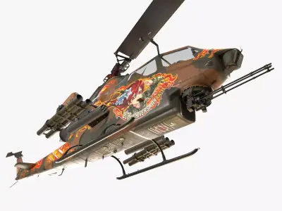 Bell AH-1S Cobra JGSDF Akane Kisarazu Complex Animation Low-poly 3D model