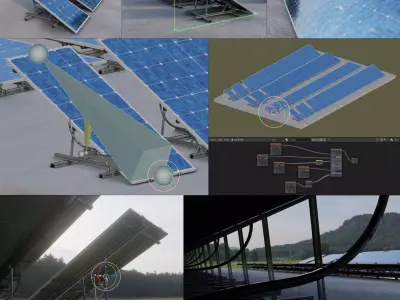 Solar Panels Rigged - New Versions Low-poly 3D model