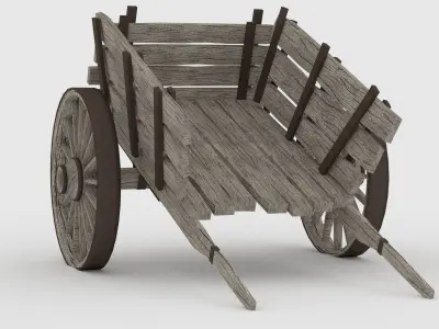 Wooden Cart Free low-poly 3D model