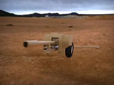 AT GUN Low-poly 3D model