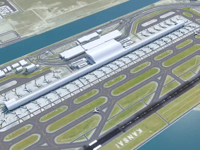Kansai International Airport 10km Low-poly 3D model