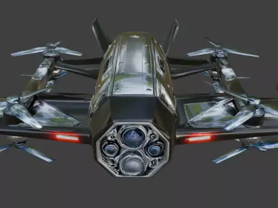 Futuristic Sci-Fi Drone Low Poly Game Ready Quadcopter 3D Model Low-poly 3D model