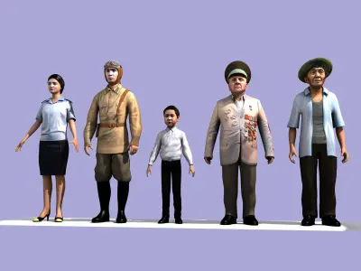 Character Set old man wearing hat 3D model