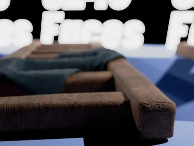 simple wooden ladder baked textures Free low-poly 3D model