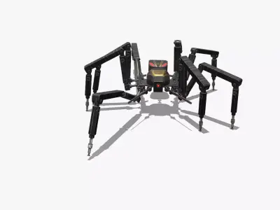 Spider bot v2 rigged and animated Low-poly 3D model