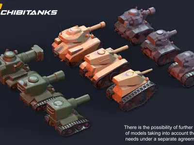 Low-poly chibi tanks 3D model
