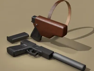 9mm handgun 3D model