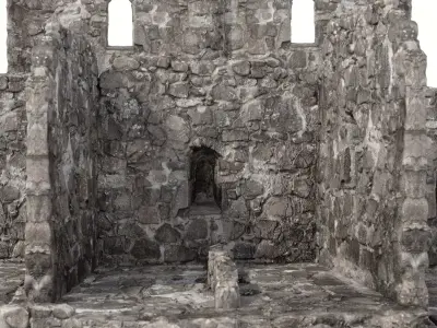 Old castle wall part D Low-poly 3D model