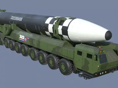 Hwasong 16 missile launcher 3D model