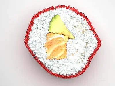 Sushi Roll With Red Caviars 3D model