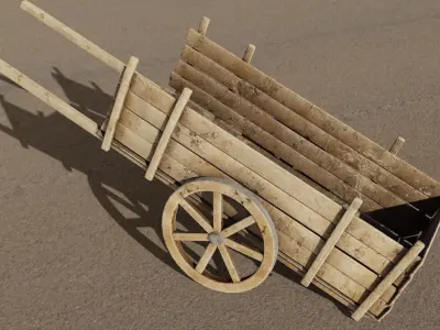 Barrel and Medieval cart 3D models 3D Model Collection