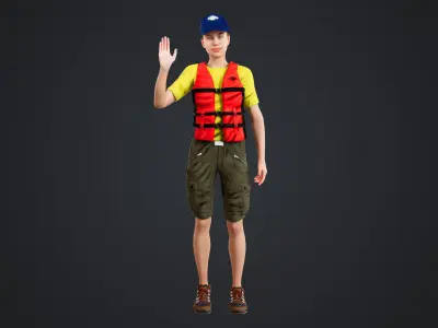 Kayak Canoe Athlete Low-poly 3D model