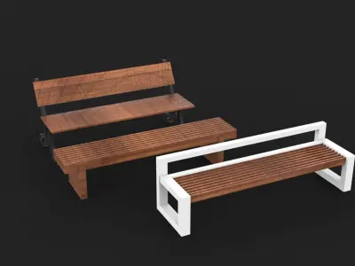  Garden Bench Low-poly 3D model
