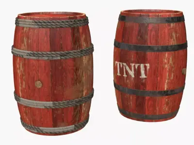 Wooden Barrels Assets 1 Low-poly 3D model