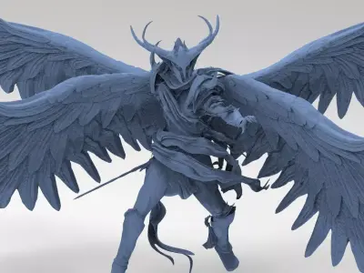 Angel warrior Stylized wings 4 3D model