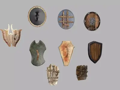 Medieval Viking Shields Set Low-poly 3D Model Low-poly 3D model