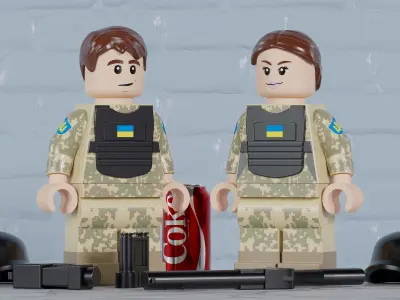 Lego Ukrainian Soldiers Maxifig - Fully Articulated Free 3D print model