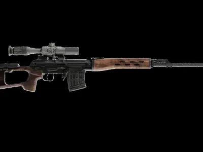 Dragunov  SVD Sniper Rifle PBR  Low-poly 3D model