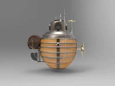 historical concept of old submarines 3D model