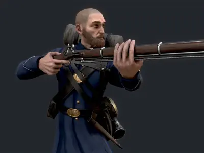 Soldier 3 A pose Low poly character redy for game  Low-poly 3D model