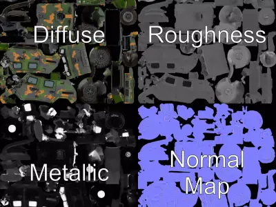 Camo Armored Vehicle model pack Low-poly 3D model