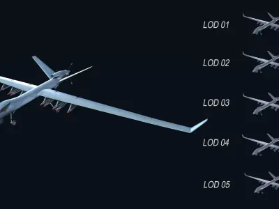 Asset - Army - UAV Wing Loong ll - 3D MODEL Low-poly Low-poly 3D model